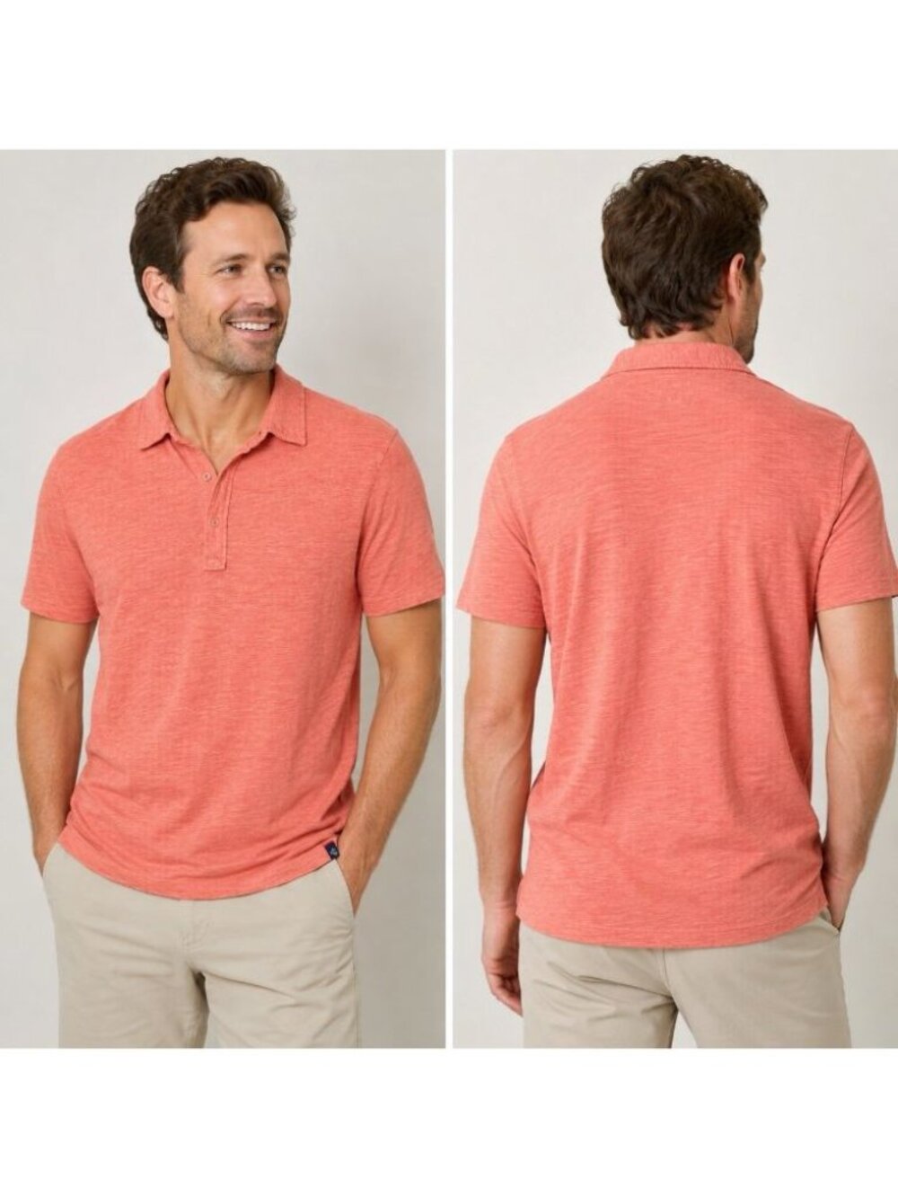 Grayers Clothiers Polo Shirt Men’s XL Coral Red Heather 100% Cotton